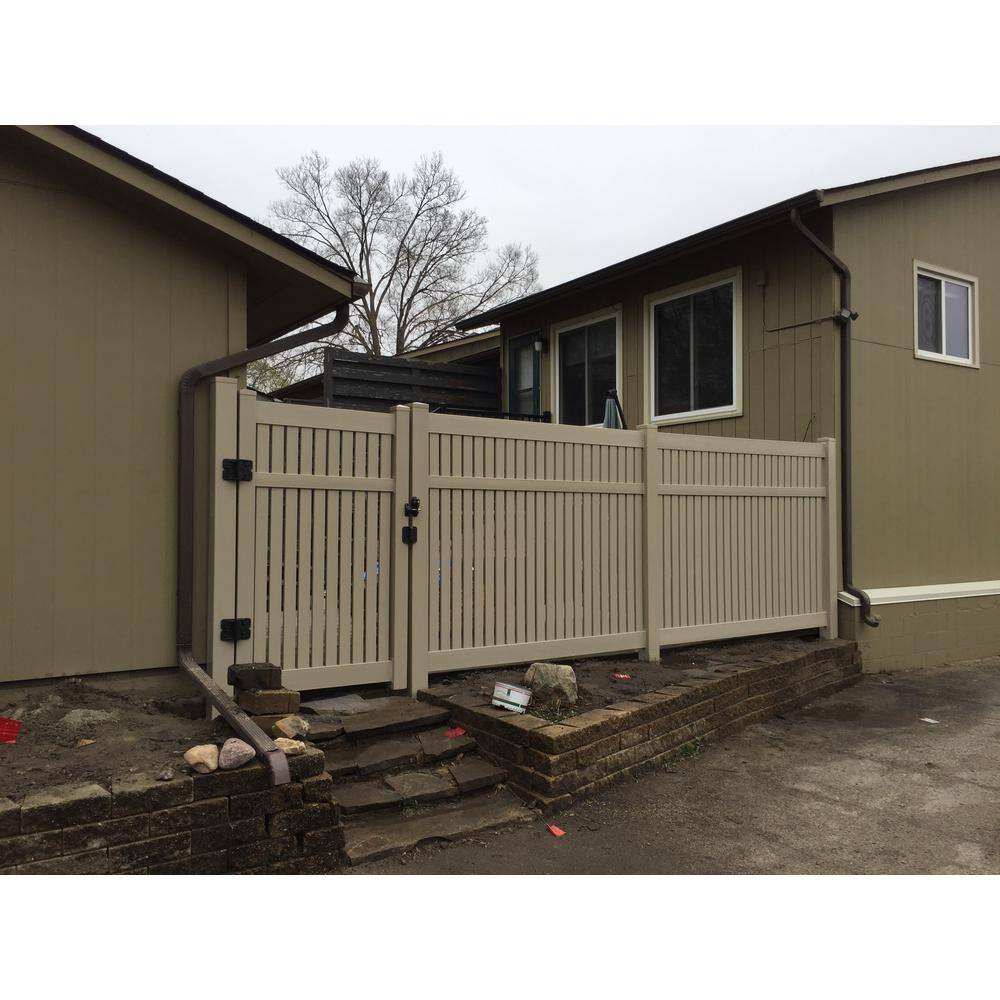 Weatherables Huntington 5 ft. H x 6 ft. W Khaki Vinyl Semi-Privacy Fence Panel Kit
