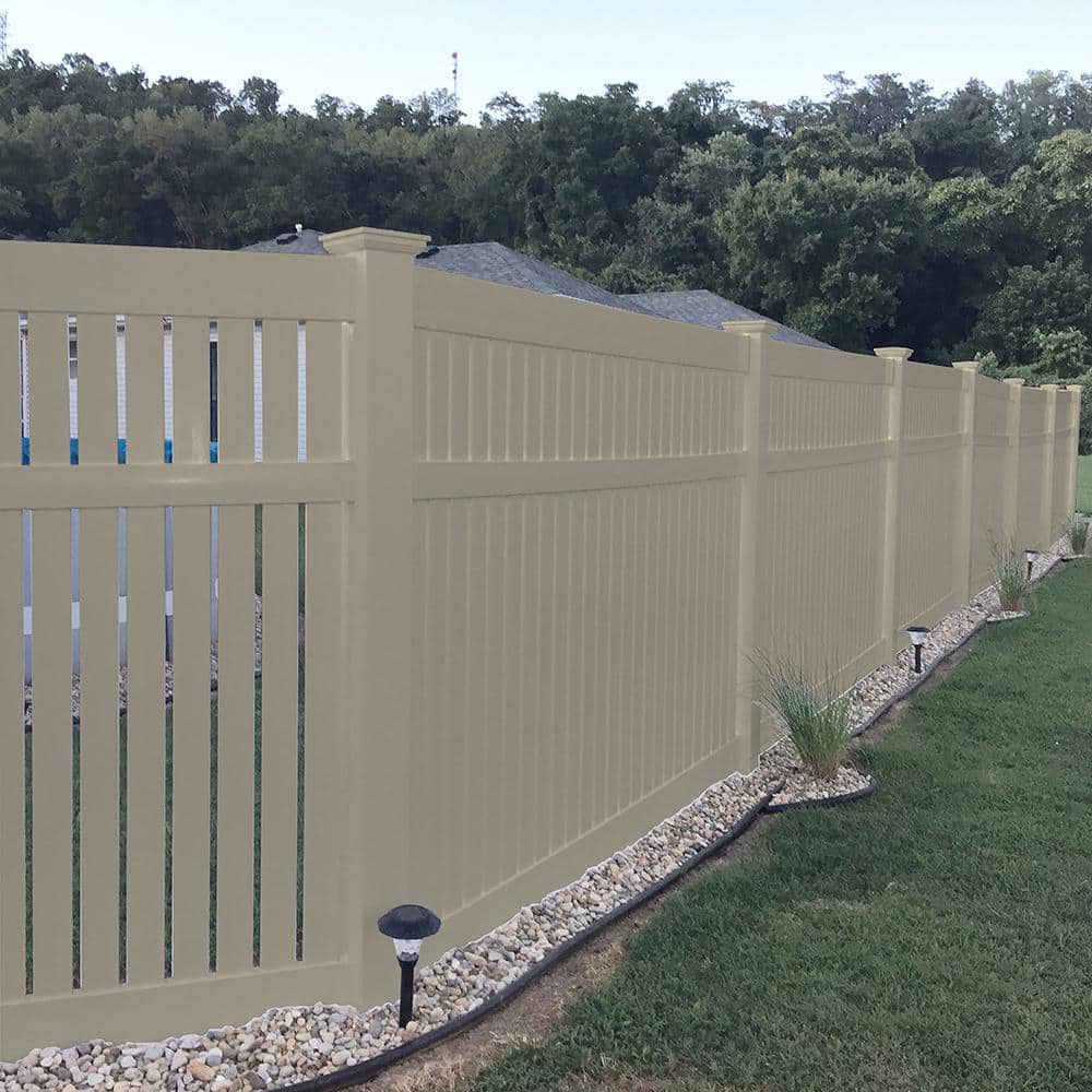 Weatherables Huntington 5 ft. H x 6 ft. W Khaki Vinyl Semi-Privacy Fence Panel Kit
