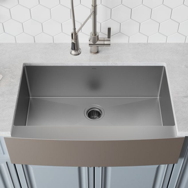 KRAUS Standart PRO Farmhouse Apron-Front Stainless Steel 33 in. Single Bowl Kitchen Sink