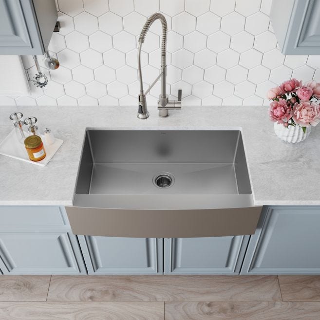 Standart PRO Farmhouse Apron-Front Stainless Steel 36 in. Single Bowl Kitchen Sink