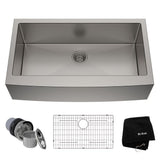 Standart PRO Farmhouse Apron-Front Stainless Steel 36 in. Single Bowl Kitchen Sink