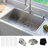 KRAUS Pax Series 33 in. Drop-In Stainless Steel 2-Hole Single Bowl Kitchen Sink