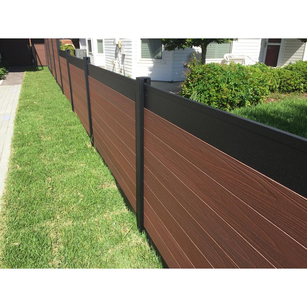 EuroFence Euro Style Estate 4 ft. x 6 ft. King Cedar Aluminum and Composite Horizontal Fence Panel Section