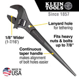 Klein Tools 10 in. Adjustable Spud Wrench, Extra-Wide 1-7/16 in. Jaw, Model 3227