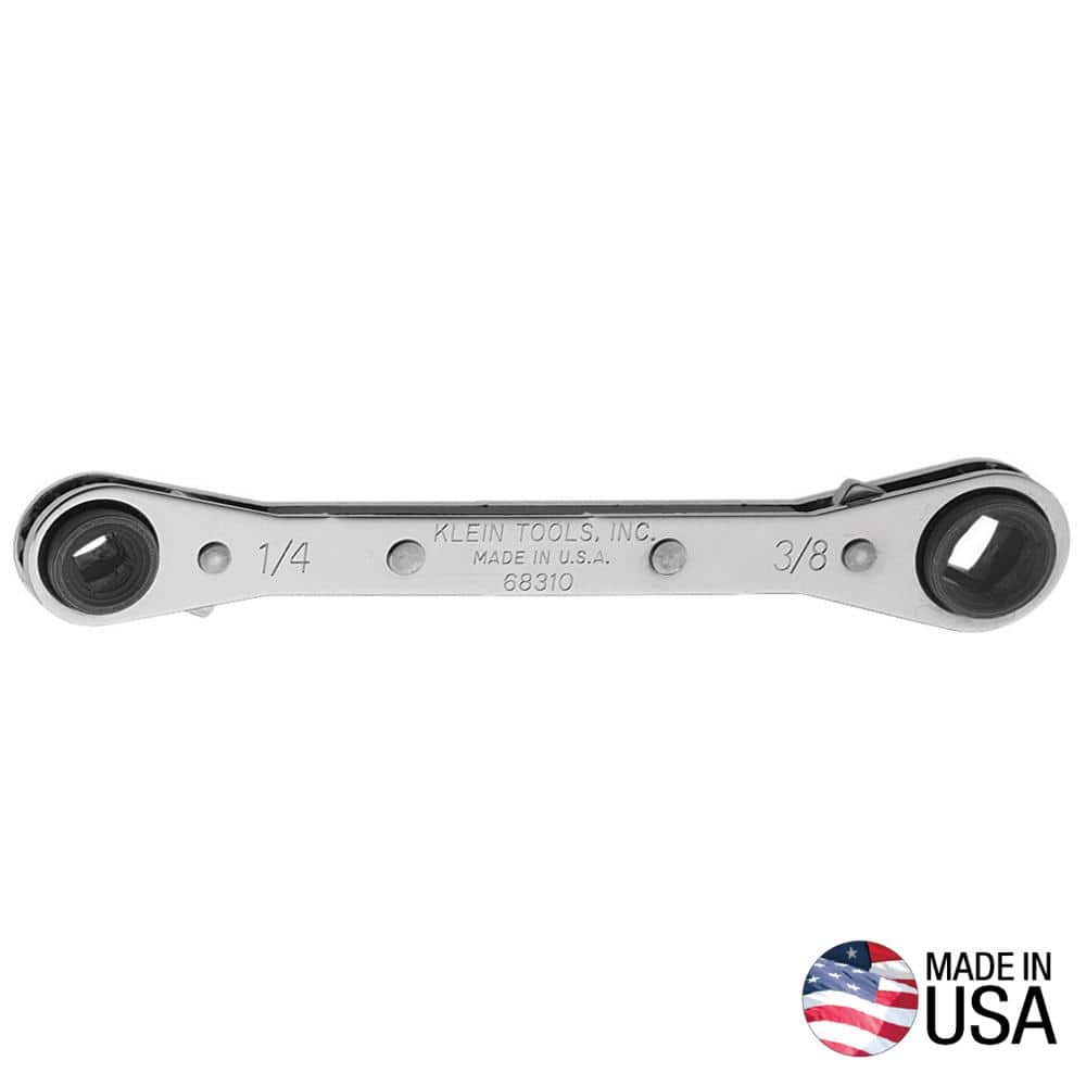 Klein Tools 68310 Ratcheting Refrigeration Wrench, 3/16 & 5/16 in. Square x 1/4 & 3/8 in. Square