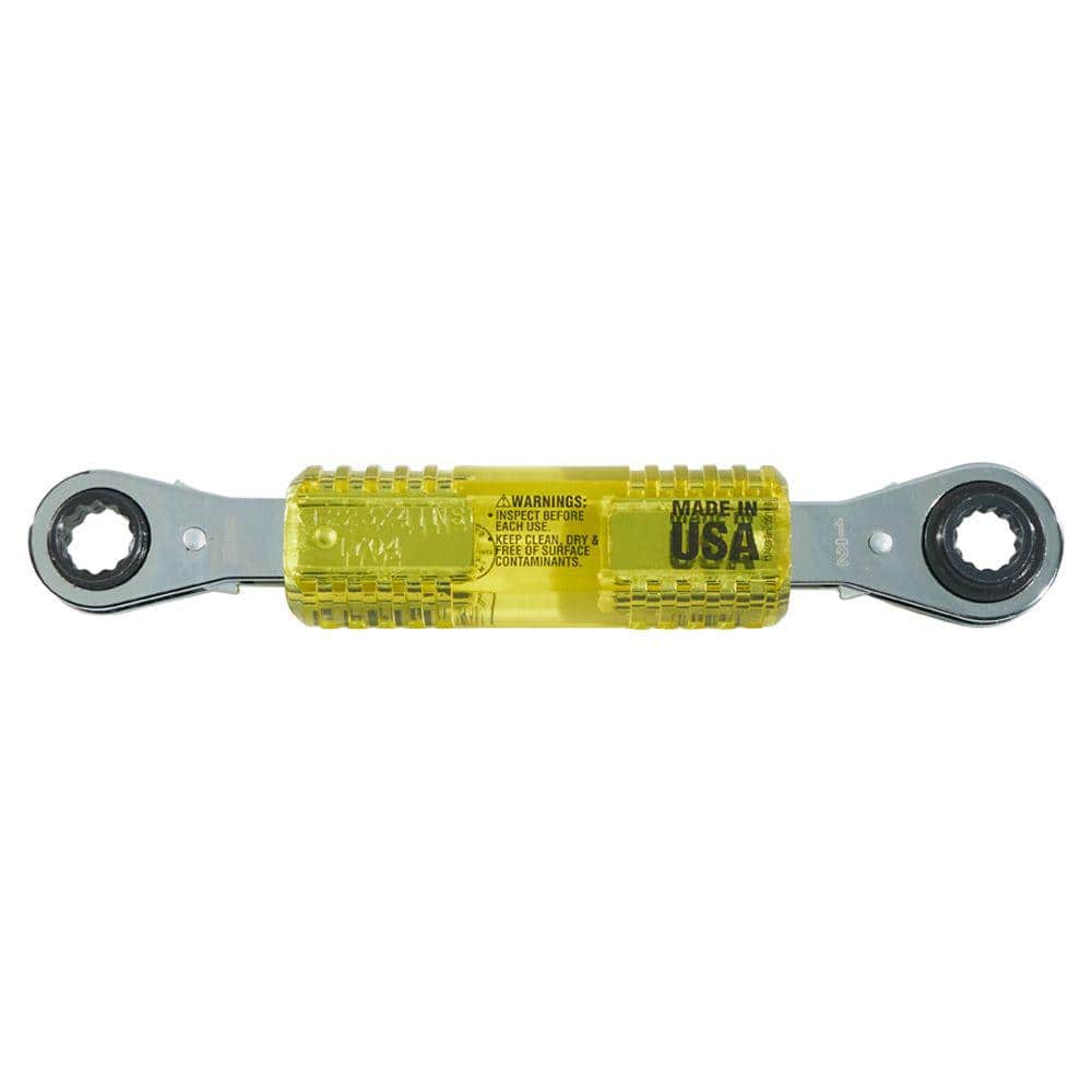 Klein Tools Lineman’s Insulating 4-in-1 Box Wrench, 9 in Length, SAE 1/2–3/4 in