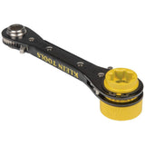 Klein Tools KT155T 6-in-1 Ratcheting Lineman’s Wrench, 9.5 in Length, SAE Hex & Square Sockets