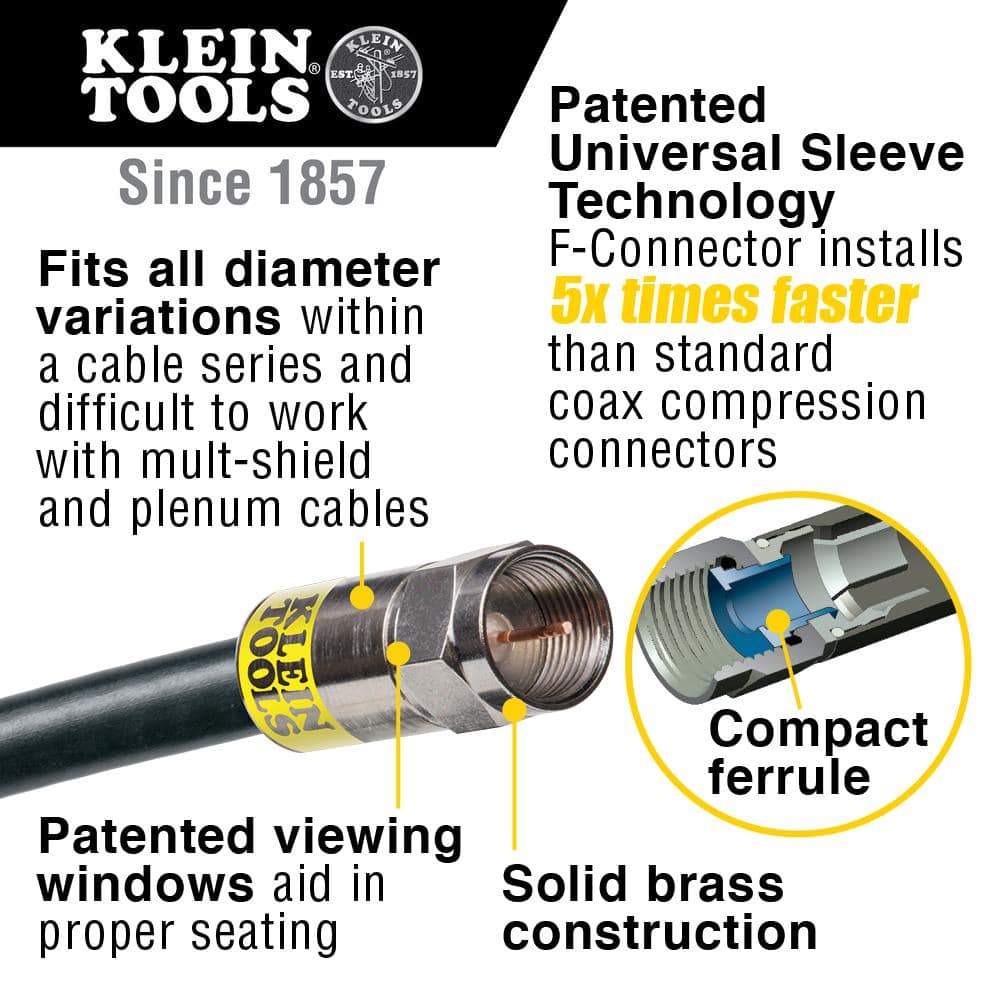 Klein Tools Coaxial Cable Installation Kit with Zipper Pouch, Model VDV026-211