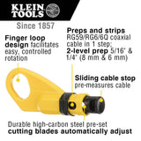 Klein Tools Coaxial Cable Installation Kit with Zipper Pouch, Model VDV026-211