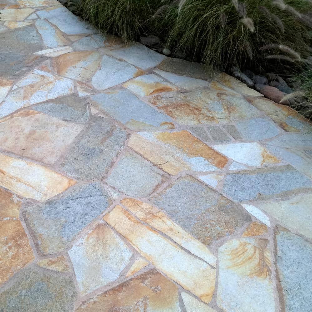 Southwest Boulder & Stone 16 in. x 12 in. x 2 in. 120 sq. ft. Klondike Gold Natural Flagstone for Landscape, Gardens and Pathways