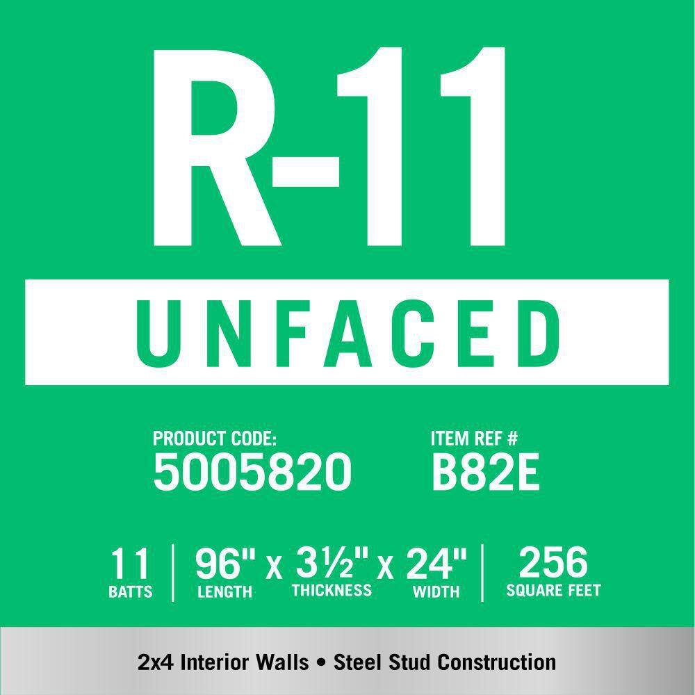 Knauf Insulation EcoBatt R-11 Unfaced Fiberglass Insulation Batts, 3.5 in. x 24 in. x 96 in., 256 sq. ft. (4 Bags)