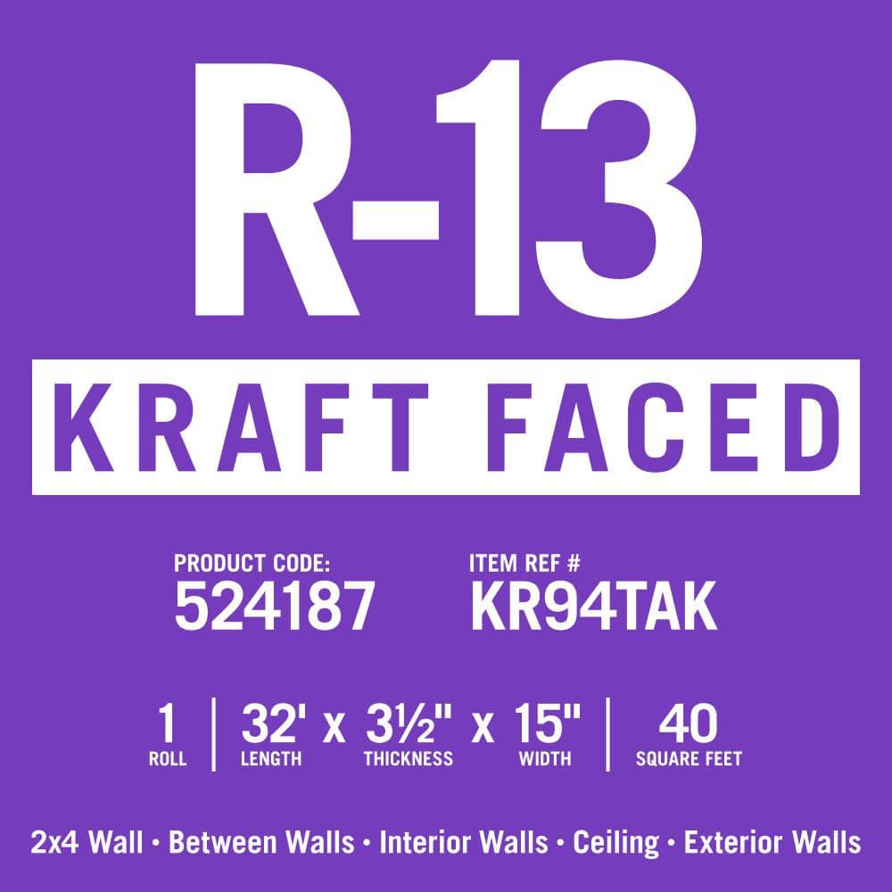 Knauf Insulation R-13 EcoRoll Foil-Faced Fiberglass Insulation Roll, 3-1/2 in. x 15 in. x 32 ft., 40 sq. ft. Coverage