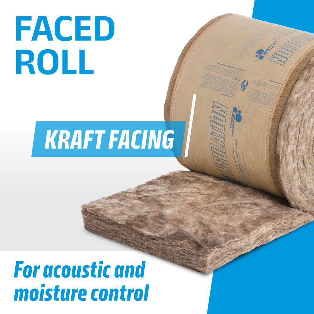Knauf Insulation R-15 EcoRoll Kraft Faced Fiberglass Insulation Roll, 3-1/2 in. x 15 in. x 18 ft, 22.5 sq. ft.