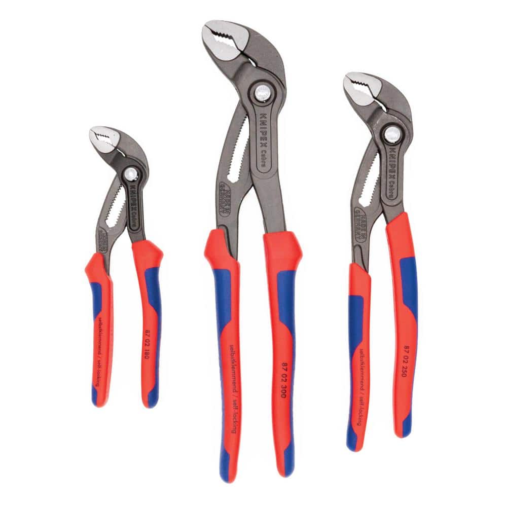 KNIPEX 3-Piece Comfort Grip Cobra Pliers Set