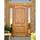 36 in. x 80 in. Rustic Knotty Alder 2-Panel Top Rail Arch V-Groove Unfinished Wood Front Door Slab