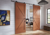 Krosswood Doors 30 in. x 80 in. 2-Panel Solid Core Unfinished Knotty Alder Interior Barn Door Slab