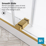 Kobiworks Catalyst FP 60 in. W x 66 in. H Double Sliding Frameless Shower Door in Brushed Gold with 3/8 in. Clear Glass