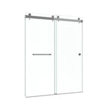 Kobiworks Catalyst FP 60 in. W x 66 in. H Double Sliding Frameless Shower Door in Brushed Gold with 3/8 in. Clear Glass