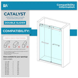 Kobiworks Catalyst FP 60 in. W x 66 in. H Double Sliding Frameless Shower Door in Brushed Gold with 3/8 in. Clear Glass
