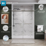 Kobiworks Catalyst 60 in. W x 76 in. H Double Sliding Frameless Shower Door in Chrome with 3/8 in. Ultra Clear Glass