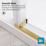 Kobiworks Radiance 72 in. W x 76 in. H Single Sliding Frameless Shower Door in Brushed Gold Towel Bar with 3/8 in. Clear Glass