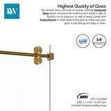 Kobiworks Radiance 72 in. W x 76 in. H Single Sliding Frameless Shower Door in Brushed Gold Towel Bar with 3/8 in. Clear Glass