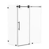 Kobiworks Radiance 48 in. W x 35 in. D x 76 in. H Sliding Frameless Corner Shower Enclosure in Matte Black with Clear Glass