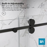 Kobiworks Radiance 48 in. W x 35 in. D x 76 in. H Sliding Frameless Corner Shower Enclosure in Matte Black with Clear Glass