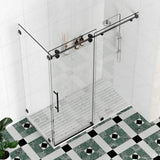 Kobiworks Radiance 48 in. W x 35 in. D x 76 in. H Sliding Frameless Corner Shower Enclosure in Matte Black with Clear Glass