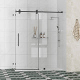 Kobiworks Radiance 48 in. W x 35 in. D x 76 in. H Sliding Frameless Corner Shower Enclosure in Matte Black with Clear Glass