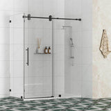 Kobiworks Radiance 60 in. W x 35 in. D x 76 in. H Sliding Frameless Corner Shower Enclosure in Matte Black with Clear Glass
