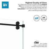 Kobiworks Radiance 60 in. W x 35 in. D x 76 in. H Sliding Frameless Corner Shower Enclosure in Matte Black with Clear Glass