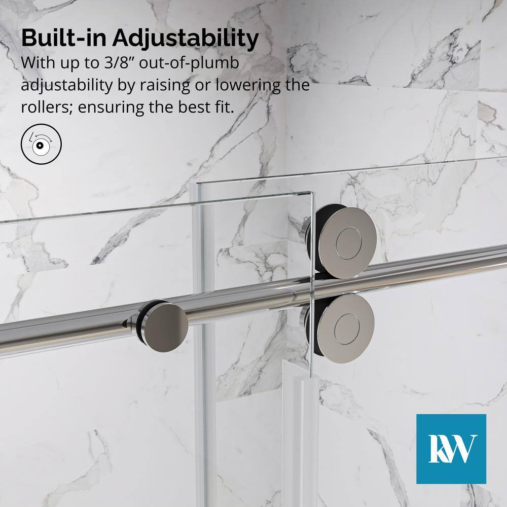 Kobiworks Radiance 66 in. W x 35 in. D x 76 in. H Sliding Frameless Corner Shower Enclosure in Chrome with Clear Glass