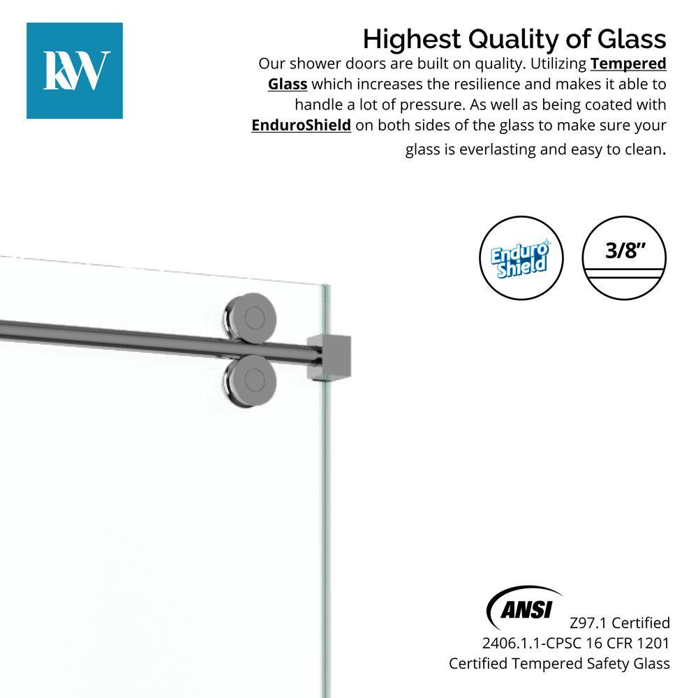 Kobiworks Radiance 66 in. W x 35 in. D x 76 in. H Sliding Frameless Corner Shower Enclosure in Chrome with Clear Glass