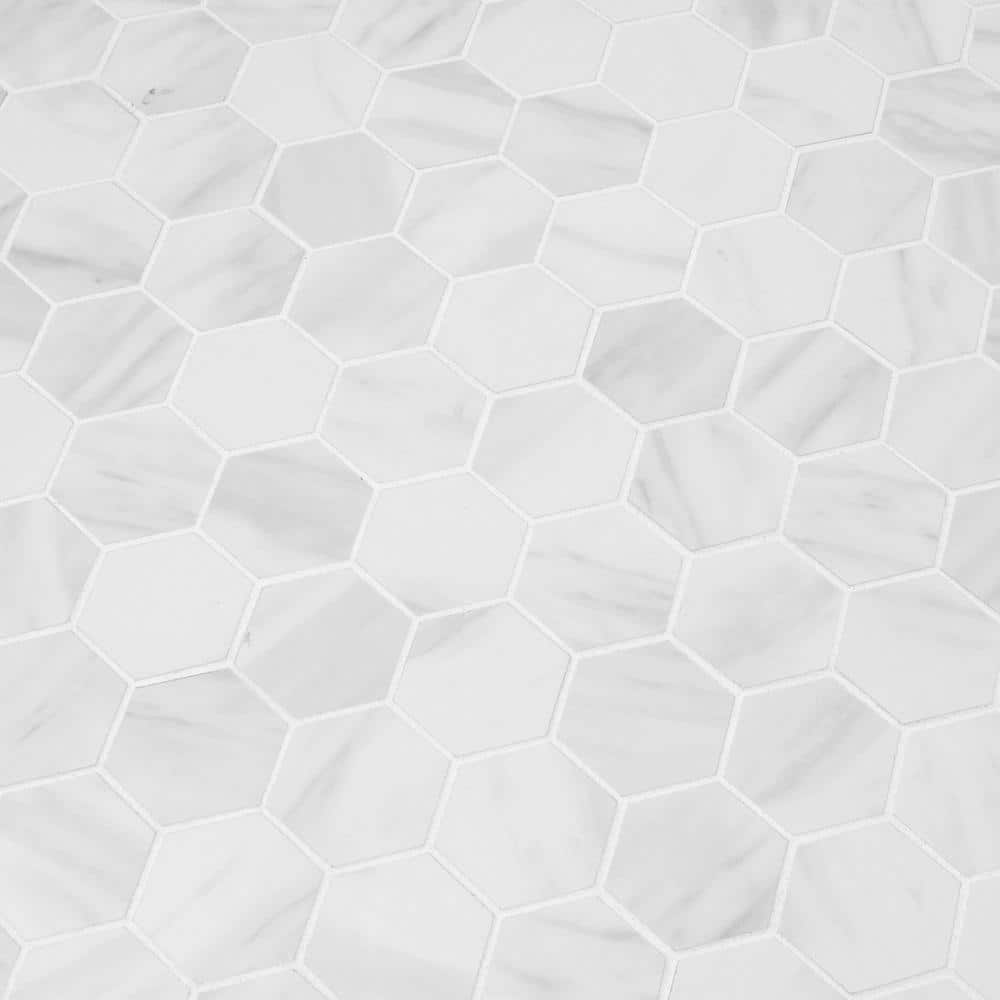 MSI Kolasus White Hexagon 12 in. x 12 in. x 10mm Matte Porcelain Mesh-Mounted Mosaic Tile (8 sq. ft. / Case)