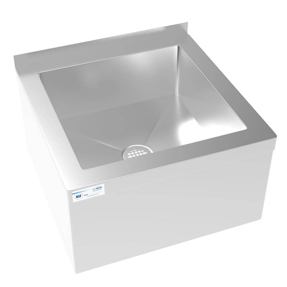 Koolmore Commercial Floor Mop Sink 18-Gauge Stainless Steel with Wall-Mount Clip