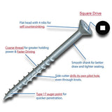 KTX Cutter #8 x 3 in. Ultra Guard Square Drive Flat-Head Coarse Thread with Nibs Double Auger Wood Deck Screws (1000 per Box)