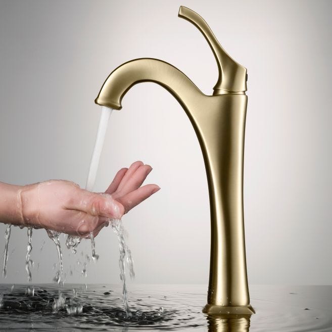 Kraus Arlo Brushed Gold 1-Handle Single Hole WaterSense Bathroom Sink Faucet with Drain