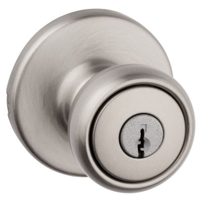 Kwikset Tylo Keyed Entry Door Knob, Satin Nickel, ANSI/BHMA Grade 3, Fits 1-3/8" to 1-3/4" Doors