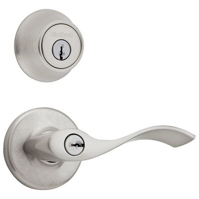 Kwikset Balboa Satin Nickel Single-Cylinder Deadbolt Universal Keyed Entry Door Handle Combo Pack (1 Handle and 1 Deadbolt)