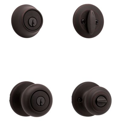 Kwikset Cove Brushed Entry Lock and Single Cylinder Deadbolt, ANSI/BHMA Grade 3, Fits 1-3/4 in. Doors