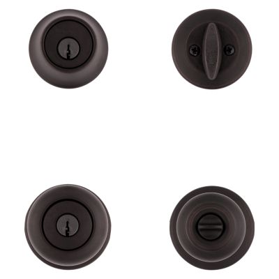 Kwikset Cove Venetian Bronze Knob and Single Cylinder Deadbolt, ANSI/BHMA Grade 3, 1-3/4 in. Max Door Thickness
