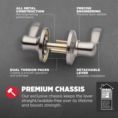 Kwikset Tustin Satin Nickel Passage Hall/Closet Door Lever with Microban Antimicrobial Technology