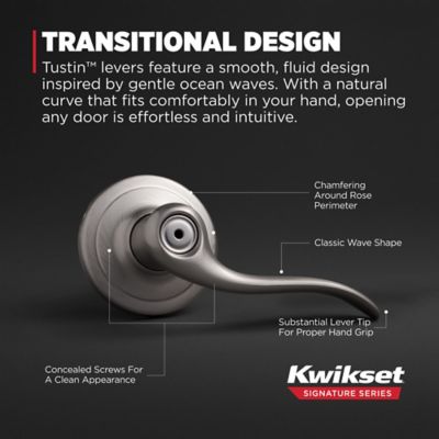 Kwikset Tustin Matte Black Privacy Bed/Bath Door Lever with Microban Antimicrobial Technology