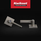 Kwikset Halifax Square Matte Black Keyed Entry Door Lever, SmartKey Security