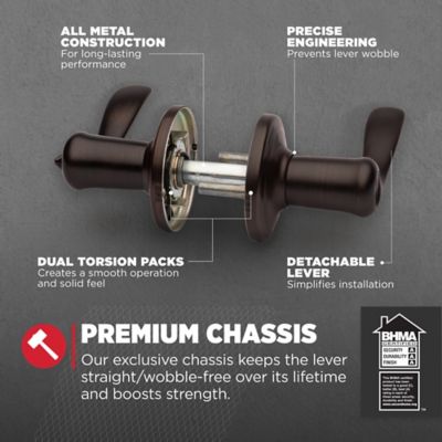 Kwikset Tustin Lever Keyed Entry with SmartKey Security, Venetian Bronze, ANSI/BHMA Grade 2, Adjustable 1-3/8" to 1-3/4" Door Thickness