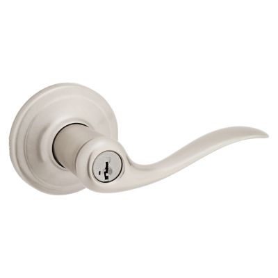 Kwikset SmartKey Tustin Satin Nickel Entry Lockset, ANSI/BHMA Grade 2, KW1, 1-3/4 in