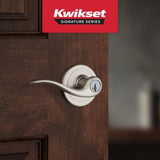 Kwikset Tustin Satin Nickel Entry Door Lever with SmartKey Security