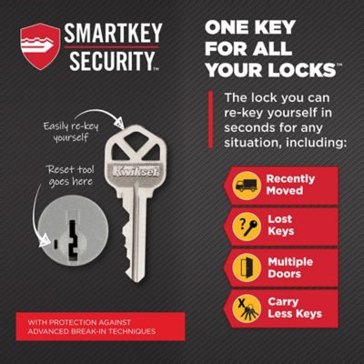 Kwikset SmartKey Tustin Satin Nickel Entry Lockset, ANSI/BHMA Grade 2, KW1, 1-3/4 in