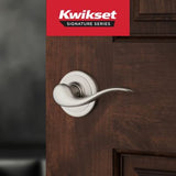 Kwikset Tustin Satin Nickel Left-Handed Half-Dummy Door Lever with Microban Antimicrobial Technology